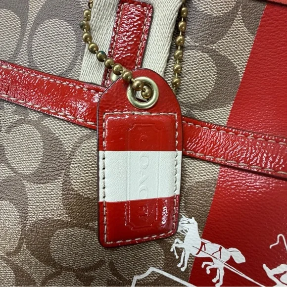 Coach Signature Orange and Tan Tote Bag - Picture 7 of 13